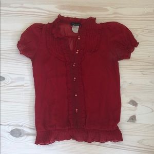 Red Fleurish Sheer blouse w/ built in undershirt